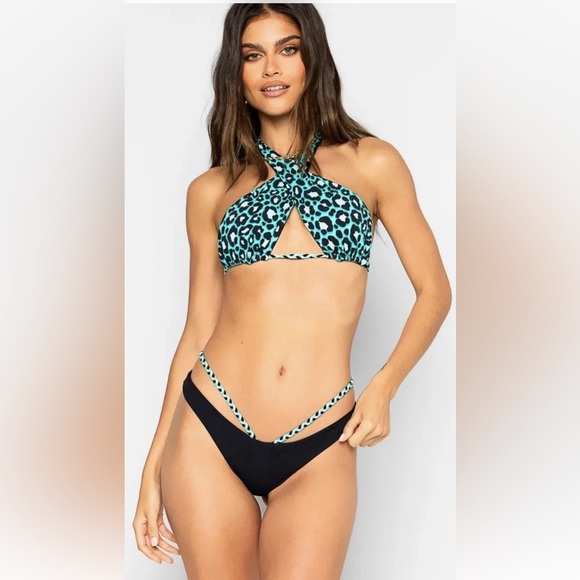 Beach Bunny Lex Bikini Set – Leopard Print Top S / Tango Bottom M – MSRP $215 - Picture 1 of 9